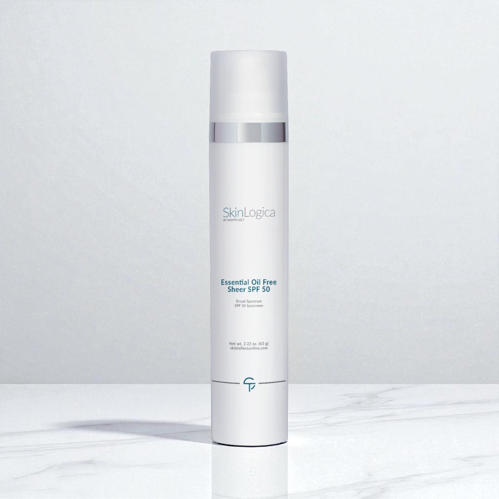 Skincare bottle labeled 'SkinLogica' on a white background